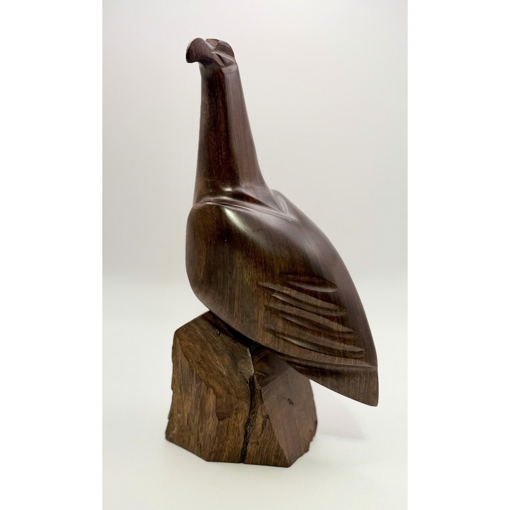 Vintage Ironwood Eagle Bird Sculpture Hand Carved 10" Tall Sculpture